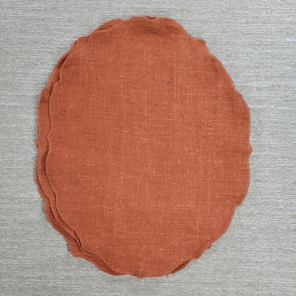 VTG Williams Sonoma Linen Placemats Pumpkin Orange Scalloped Edge Oval Set of 4 - Picture 8 of 13